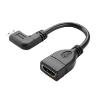 Mini HDMI to HDMI Cable, CableCreation 0.5ft 90 Degree Right Angle Mini-HDMI Male to HDMI Female Adapter, Support 1080P Full HD, 3D,for Camera, Camcorder, Graphics Card, Laptop,Tablet, 0.15M, Black