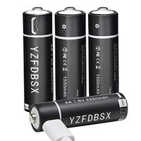 YZFDBSX USB Rechargeable AA Batteries 1500mAh High Capacity 1.5Hrs Fast Charging,1000 Cycles Included 4 in 1 Micro USB Cable,Li-ion Battery with Rotate Port (4 Pack) (AA, Black)