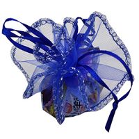 Ankirol 100pcs Sheer Organza Favor Bags Round Drawstring Organza Jewelry Candy Pouch 26cm/10.2 inch Diameter Christmas Wedding Party Favor Gift Packaging Bags (Royal Blue)