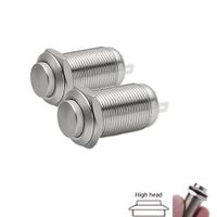 Quentacy 2Pcs Latching Push Button Switch Waterproof SPST 1NO ON-Off 3A 250V Stainless Steel Switches 12mm 1/2" Hole