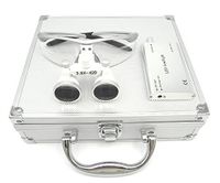 SuperElight 3.5x 420mm Working Distance Surgical Binocular Loupes Optical Glass with LED Head Light Lamp+Aluminum Box Silver
