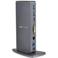 Wavlink Aluminum USB 3.0 Universal Laptop Docking Station Dual Monitor Display HDMI & DVI/VGA, Gigabit Ethernet,Audio, 4 USB 3.0 Ports, 2 USB C Data Ports for Windows, Chromebooks