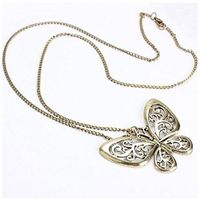 Sale Art Design Butterfly Long Paragraph Necklace Sweater Chain Retro Hollow Pretty Stylish For gift Simple Lovely Pendant Women Womens Beads Accessory Best