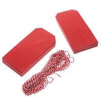 OULII 100pcs Kraft Paper Gift Tags Red Christmas Snowflake Hanging Tag Hollow Snowflake Design with Hemp Ropes for Christmas Wedding Favor Party Gift