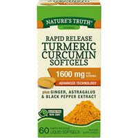 Turmeric Curcumin 1600mg | 60 Softgel Capsules | with Ginger, Astragalus, Black Pepper Extract | Non-GMO, Gluten Free Supplement | by Nature's Truth