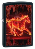 Zippo Black Matte Horse Flaming Lighter