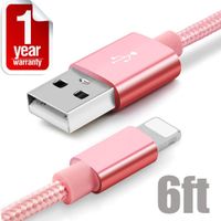 Pink 6FT Braided Cord for iPhone Xs Xr X MAX