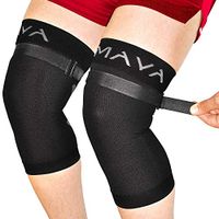 Mava Sports Knee Compression Sleeve Support with Adjustable Strap for Men and Women - Perfect for Joint Pain, Weightlifting, Running, Gym Workout, Squats and Arthritis Relief (Black, Large)