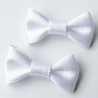Mosheng Accessory 40pcs Mix Lots Satin Ribbon Bows Rose Flowers Sewing Craft Ribbon Mini Bows Wedding Home Party Clothes Decoration (White)