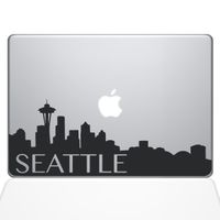 The Decal Guru Seattle Skyline Decal Vinyl Sticker, 12" MacBook, Black (2331-MAC-12M-BLA)