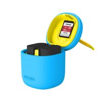 TELESIN ALLIN BOX 3 in 1 Dual USB Battery Charger SD Card Reader Storage Case + 2pcs LP-E6 Battery for Canon 5D Mark II III, EOS 5D Mark IV, 5DS, 5DSR, 6D, 60Da, 7D, 7D Mark II, 70D, 80D Camera (Blue)