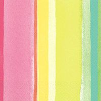 Amscan 509703 Party Tableware Sunny and Pink Spring Stripe Beverage Napkins, 16 Ct. | 5" x 5", Multicolor