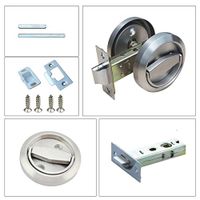 Stainless Steel 304 Corridor Door Locks Doorknobs Cabinet Furniture Hidden Recessed Cup Install Privacy Sliding Door Lock Without Keys Pack of 1