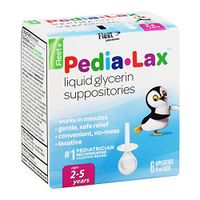 Pedia-Lax Liquid Glycerin Suppositories Laxative, Kid's Constipation Relief in Minutes (6 Count per box of 0.135 Fl Oz each), 0.81 Fl Oz, Pack of 24