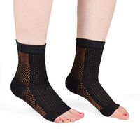 MojaSports Ankle Compression Socks Plantar Fasciitis Foot Sleeves Arch Support - Increases Circulation Relieve Pain, Eases Swelling & Heel Spurs - Better Than Night Splint Brace (Blk/Cu-LgXL-1Pr)