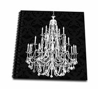 3dRose db_164675_2 Chic White Chandelier with Black Damask-Memory Book, 12 by 12-Inch