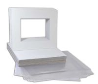 Golden State Art Pack of 25 White Pre-Cut 8x10 Picture Mat for 5x7 Photo with White Core Bevel Cut Mattes Sets. Includes 25 High Premier Acid Free Mats & 25 Backing Board & 25 Clear Bags