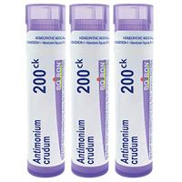 Boiron Antimonium crudum 200ck, 80 pellets, homeopathic Medicine for Indigestion, 3 Count