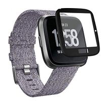 Lyperkin 1 Pcs Fitbit Versa Screen Protector,HD Full Coverage Curved Edge 9H 3D Tempered Glass Screen Flim Protector Cover[Bubble-Free] [Force Resistant] Compatible with Fitbit Versa Watch.