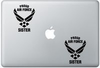 Proud Air Force Sister ArcDecals78601010 Set Of Two (2x) , Decal , Sticker , Laptop , Ipad , Car , Truck