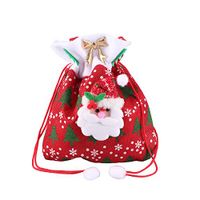 TINKSKY Reusable Fabric Christmas Candy Bags Cute Santa Claus Drawstring Gift Treat Bag Goodie Bag Pocket Sweet Candy Xmas Stocking Handbag Christmas Ornaments Home Party Decor (Red)