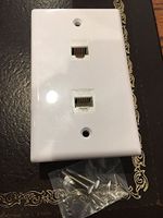 CMT: 2 Port White Wall Plate W/ CAT6 RJ45 Double Female Inline Coupler Ethernet Jack