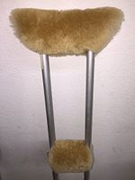 Sheepskin Deluxe Crutch Pad Covers Under arm & Hand Grip Pads Authentic Australian Merino 4 Piece Set (Tan)