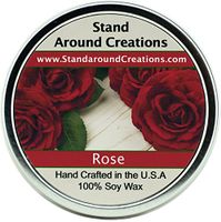 Premium 100% All Natural Soy Wax Aromatherapy Candle - 16oz Tin -Rose: A garden of red roses blooms from this artistically designed floral bouquet.