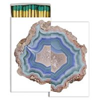 HomArt Large Decorative Blue Agate Candle and Fireplace Wood Matches (Set of 10)