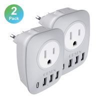 European Plug Adapter, ORSEN International Power Adapter with 2 US Outlets, 1 USB C and 3 USB, 6 in 1 European Travel Plug Adapter for US to Most of Europe Spain France Germany etc (Type C)