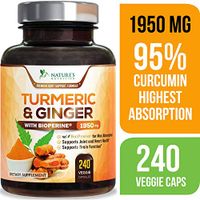 Turmeric Curcumin 95% Curcuminoids with BioPerine and Ginger 1950mg - Black Pepper for Best Absorption, Made in USA, Best Vegan Joint Support, Turmeric Ginger Supplement Pills - 240 Capsules