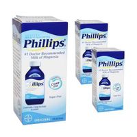 Tj7 Phillips' Saline Laxative #1 Docotr Recommended Genuine Milk Magnesia Original Fast Cram-free Relief Stimulant Free Sugar Free of 4 Oz - 3 Pack Combo
