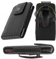 Samsung Galaxy S6 Edge Vertical Style Slide In Case Made In Genuine Leather With Strap Closure And Fixed Swivel Clip Black