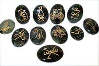Jet Energized New Labradorite K-Aruna Reiki 11 Stone Set Oval Crystal Gemstone Engraved Free Booklet Crystal Therapy Image is JUST A Reference