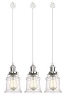 Kiven Juno Lighting 3 Pack J- Series Track Lighting Kitchen Pendant Light - Clear Glass Shade Industrial Hanging Lamp (Overall Heigth Approximately 47.24 Inches)