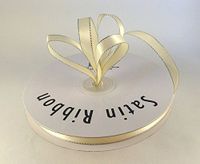 Ben Collection 1/4" X 50 Yards Double Face Satin Ribbon with Metallic Silver Edge (Ivory)