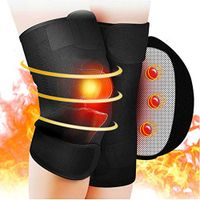 Yzpyd 1Pair Self-Adhesive Knee Brace Self-Heating Tourmaline Magnetic Therapy Knee Wrap with 8 Embedded Magnets Adjustable Self-Warming Knee Brace for Arthritis Joint Pain Relief and Rehab