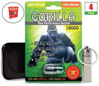 Green Gorilla 18000 (4 Caps) Male Performance, Energy, Enhancement, and Endurance Bundle with Accessories (7 Items)