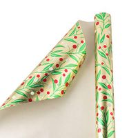 JAM PAPER Gift Wrap - Christmas Wrapping Paper - 25 Sq Ft - Embossed Gold with Holly - Roll Sold Individually