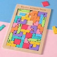 bromrefulgenc Intelligence Toy for Toddler,Wooden Tangram Jigsaw Board Cartoon Animal Puzzles Tetris Game Educational Toy for Preschool Kids Gift