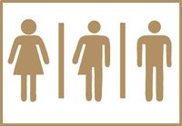 hBARSCI Gender Neutral Bathroom Vinyl Decal - 5 Inches - for Cars, Trucks, Windows, Laptops, Tablets, Outdoor-Grade 2.5mil Thick Vinyl - Gold