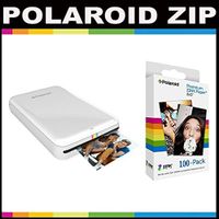 Polaroid ZIP Mobile Printer ZINK Zero Ink Printing Technology - With Polaroid 2x3 inch Premium ZINK Photo Paper (100 Sheets)- White