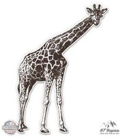 Giraffe Vintage Style - 3" Vinyl Sticker - For Car Laptop I-Pad Phone Helmet Hard Hat - Waterproof Decal