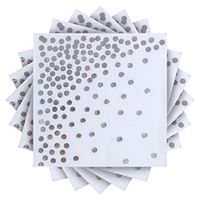 Aneco 60 Pack Cocktail Napkins White with Silver Dots Napkins Disposable Paper with 2 Layers Ideal for Wedding, Dinner, Lunch, Birthday Party Supplies,6.5 by 6.5 Inches