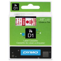 D1 High-Performance Polyester Removable Label Tape, 1/2 x 23 ft, Red on Clear"