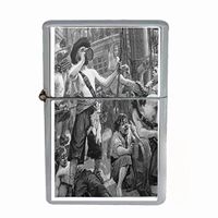 Vintage Pirate Ship Flip Top Oil Lighter S8 Smoking Cigarette Smoker Includes Silver Case Flag Ghost Treasure Captain Boat Map High Seas