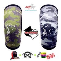 Knee Sleeves ( 1 PAIR ) 7 mm Neoprene Best Knee Supports Pain Compression Brace Cap for Squats, Crossfit WODS Weightlifting Powerlifting Strong Knee Pads For Men Women by RUNTOP (L, Green Camo)