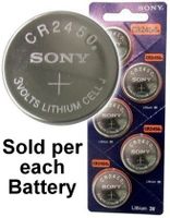 Lot of 4 Sony CR2450B 3 Volt Lithium Coin Battery On Tear Strip - Bulk Pack