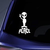 Alien Peace Cartoon Car Window Wall Laptop Decal Sticker White 4"