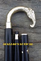 vintage Brass Elephant Head Handle Vintage Designer Walking Stick Cane Handle